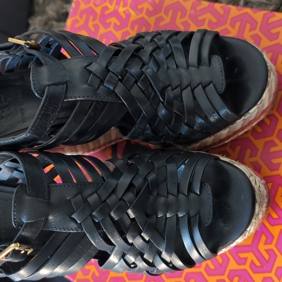 Tory Burch Leather and Rattan Wedges - Picture 3 of 5